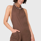 Jardinera Halter Lino Café Bsoul