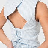 Gilet Lino Celeste Bsoul