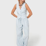 Gilet Lino Celeste Bsoul