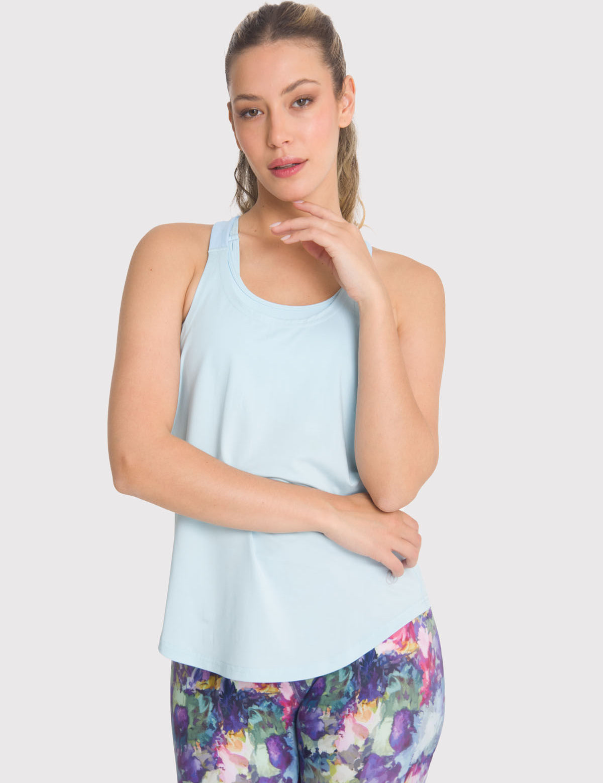 Polera Mujer Training Tank Celeste Bsoul