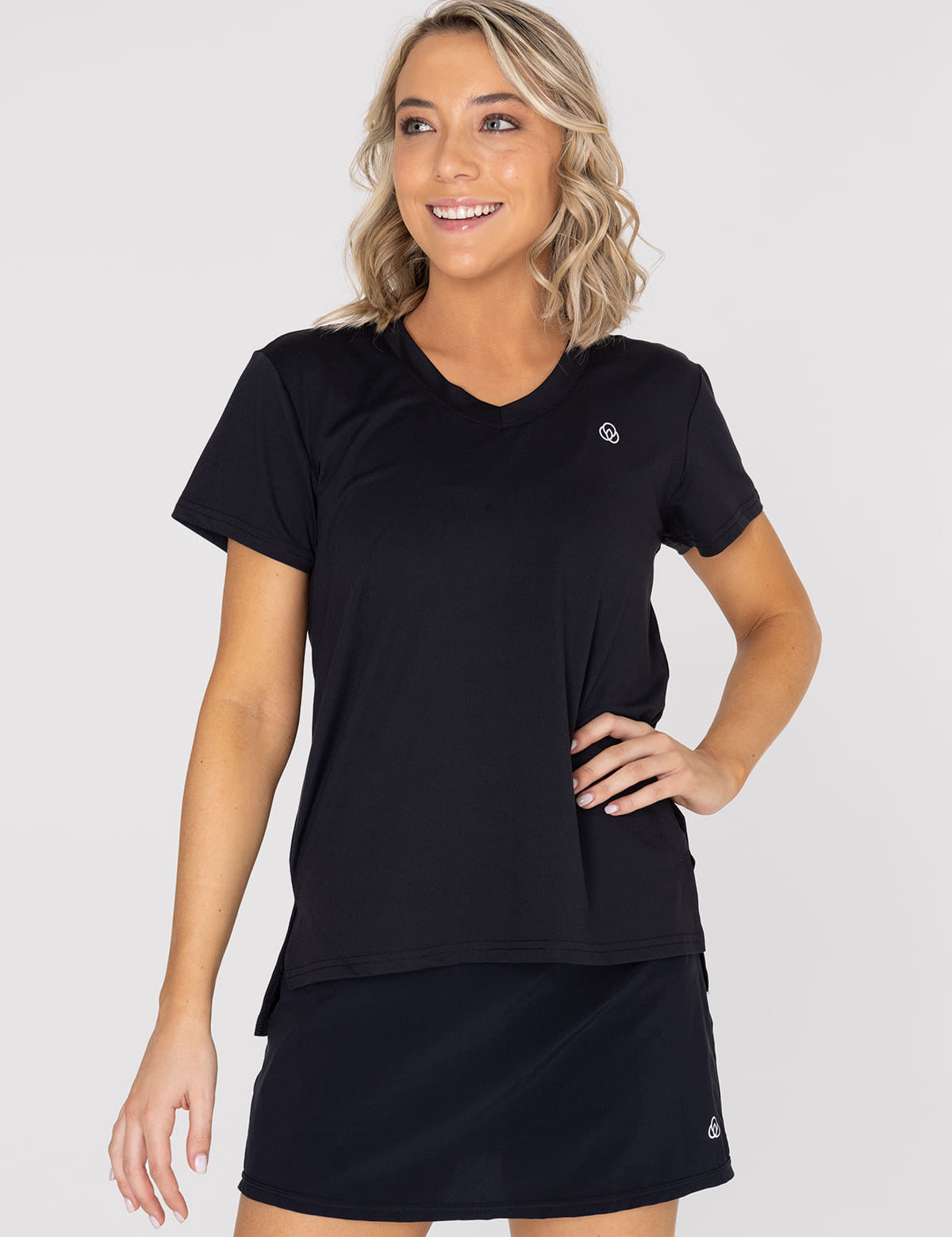 Polera Mujer Manga Corta V Neck Negro Bsoul