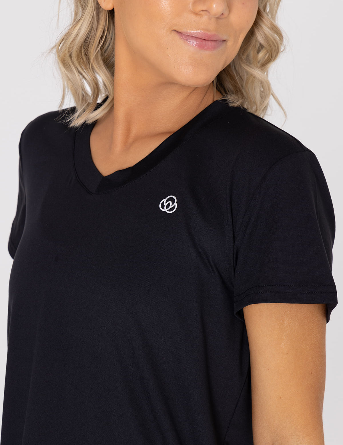 Polera Mujer Manga Corta V Neck Negro Bsoul