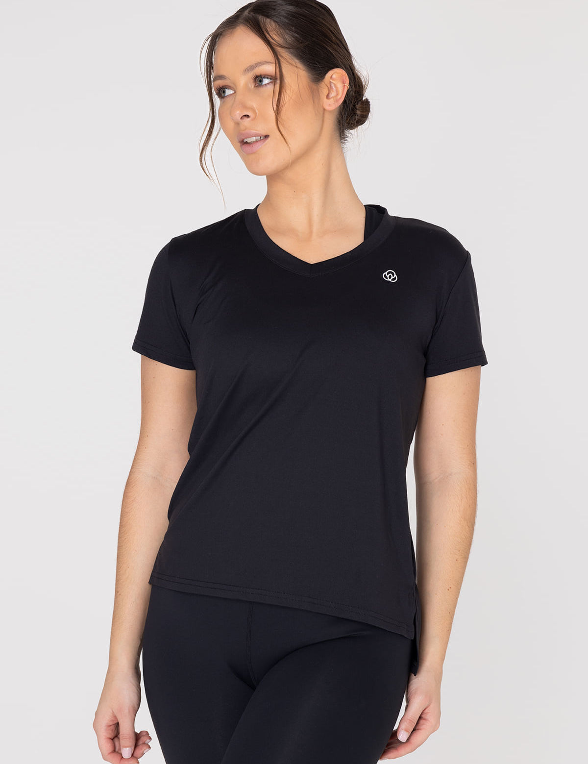 Polera Mujer Manga Corta V Neck Negro Bsoul
