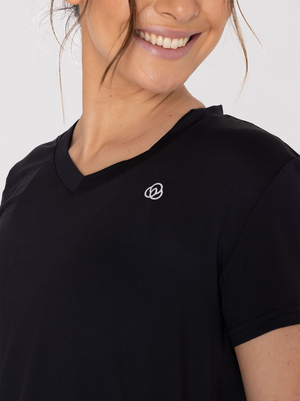 Polera Mujer Manga Corta V Neck Negro Bsoul