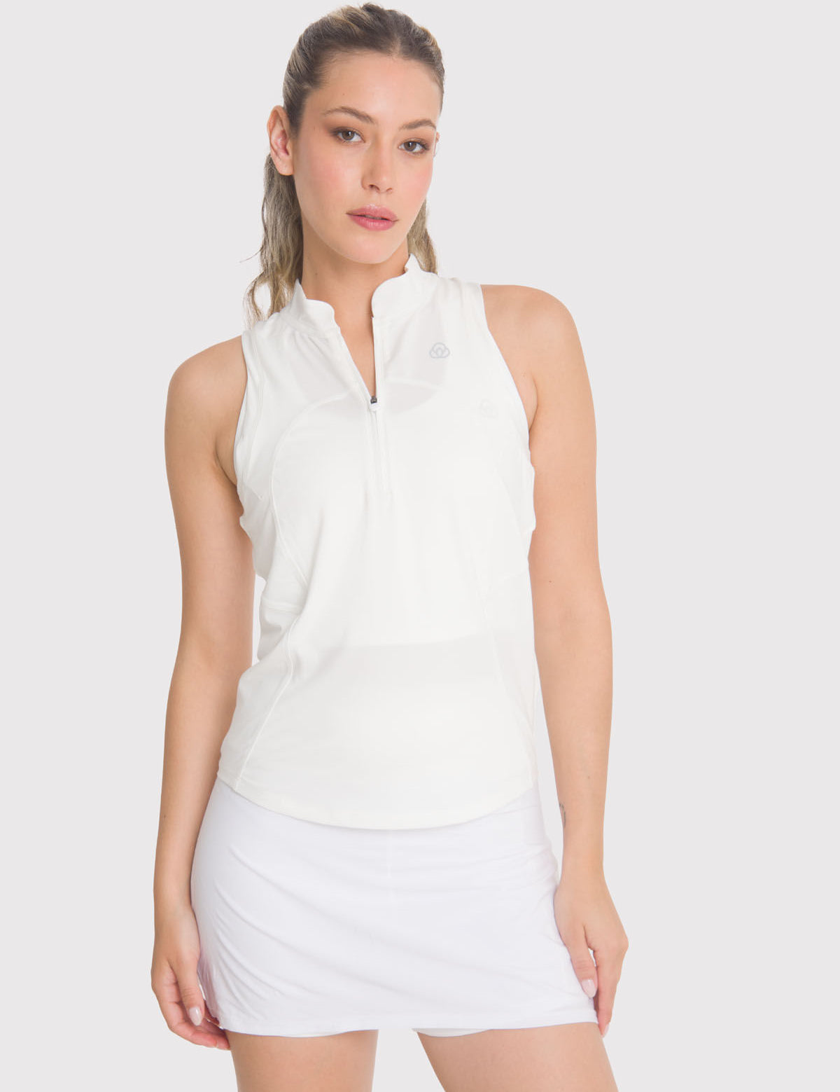Polera Mujer Tank Half Zipper Blanca Bsoul