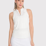 Polera Mujer Tank Half Zipper Blanca Bsoul