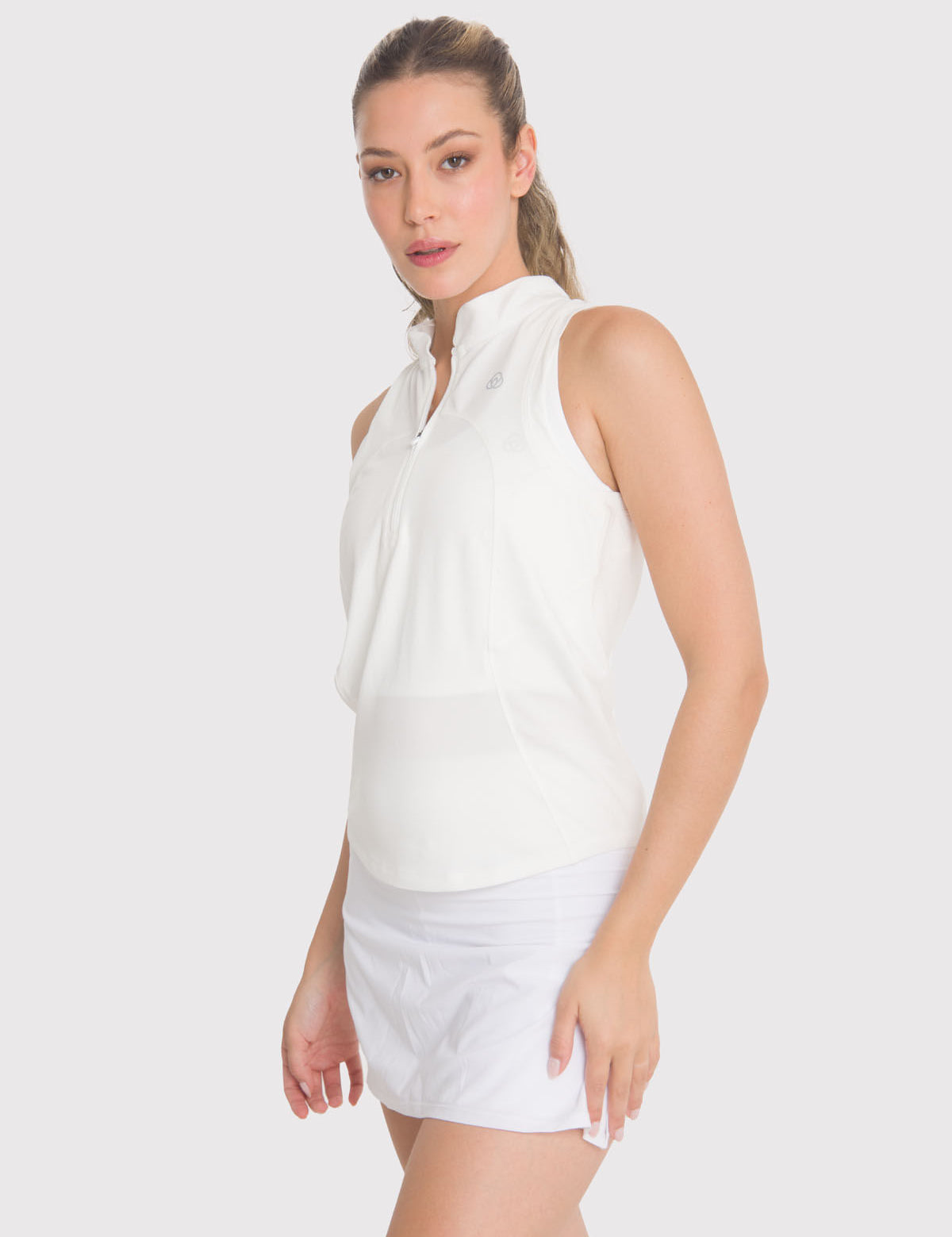 Polera Mujer Tank Half Zipper Blanca Bsoul
