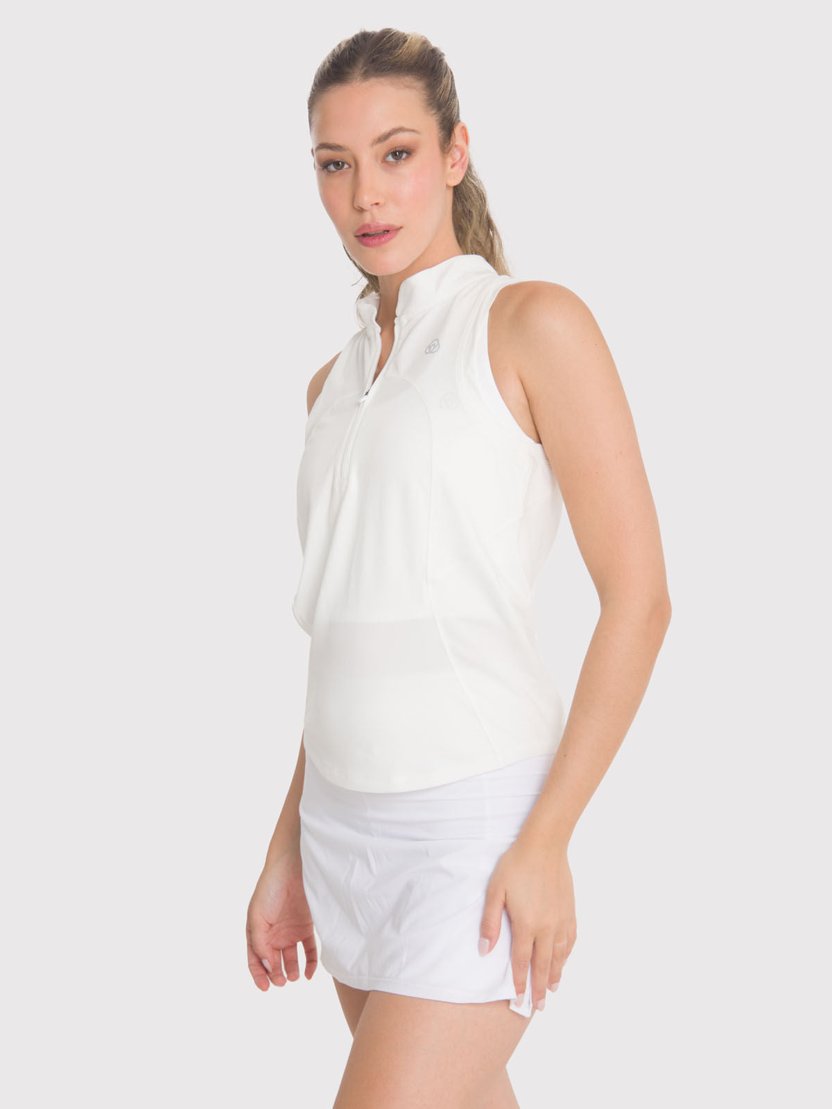 Polera Mujer Tank Half Zipper Blanca Bsoul