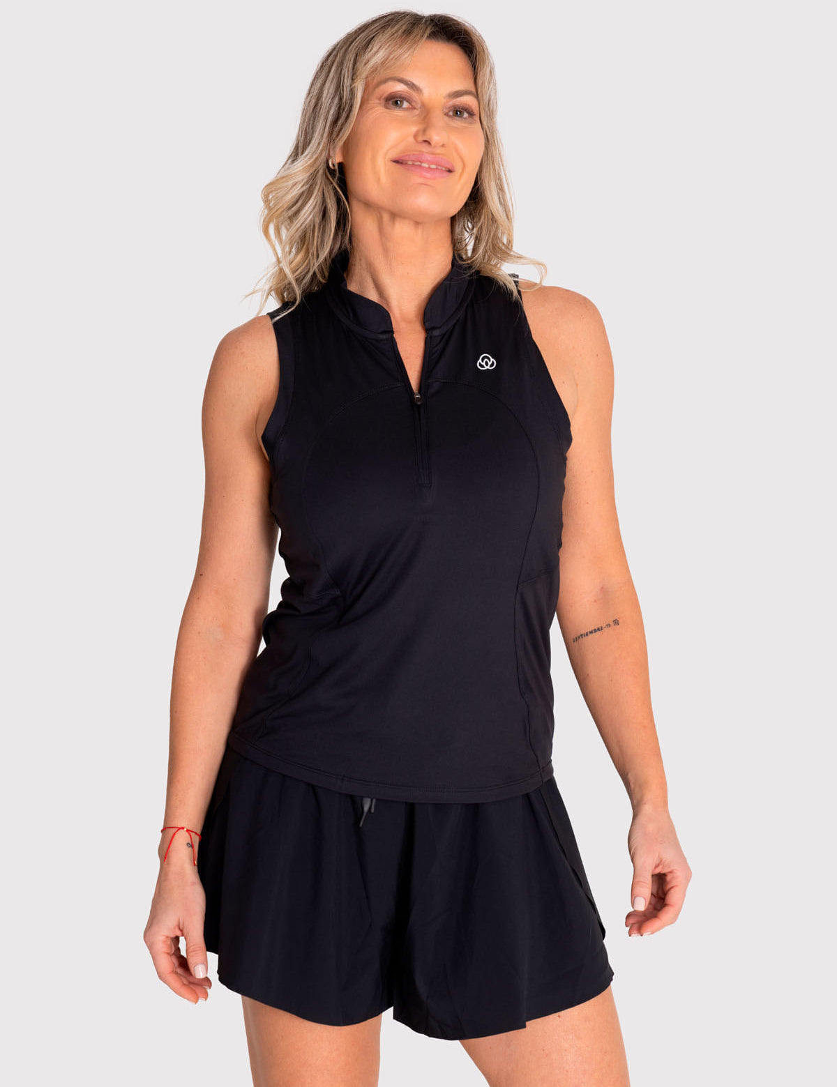 Polera Mujer Tank Half Zipper Negra Bsoul