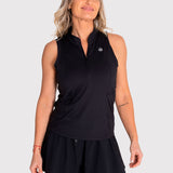 Polera Mujer Tank Half Zipper Negra Bsoul