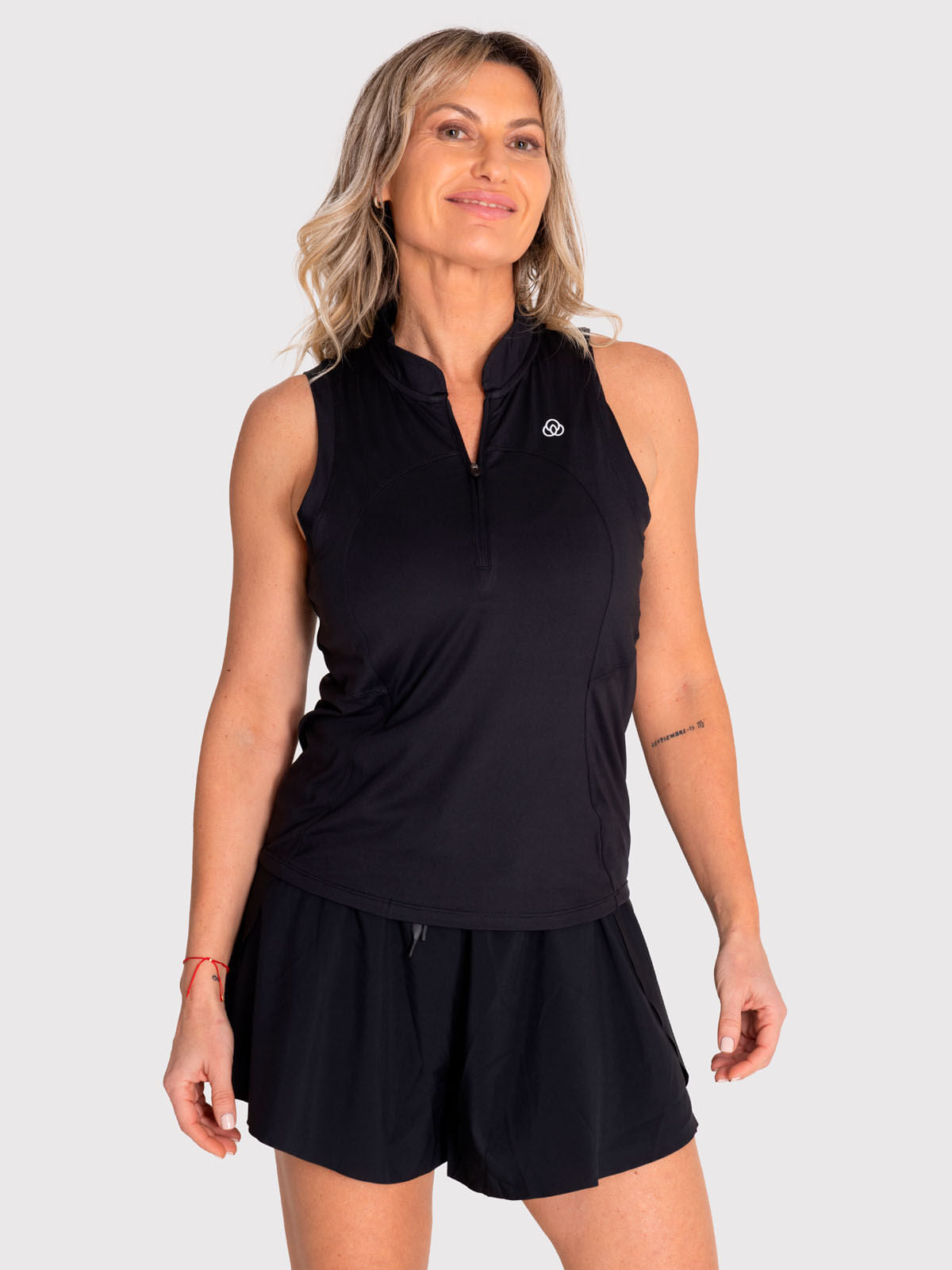 Polera Mujer Tank Half Zipper Negra Bsoul