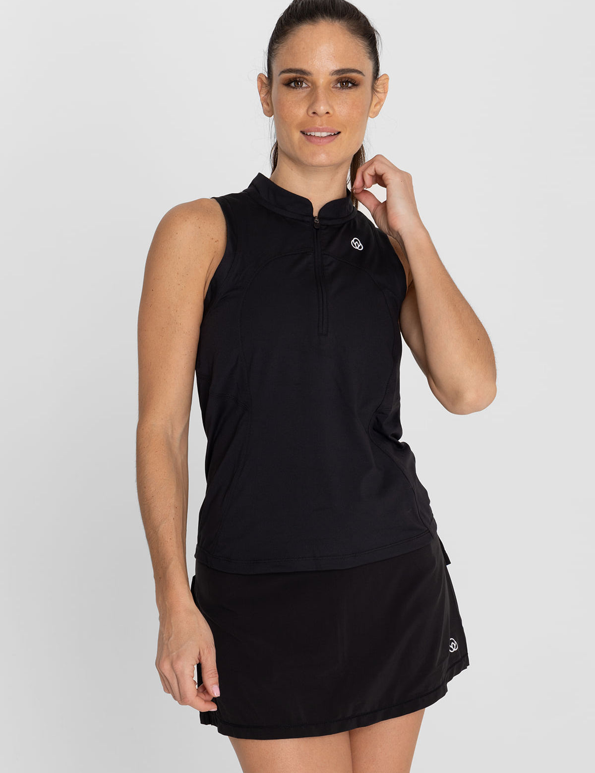 Polera Mujer Tank Half Zipper Negra Bsoul