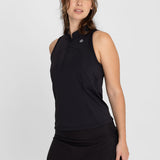 Polera Mujer Tank Half Zipper Negra Bsoul