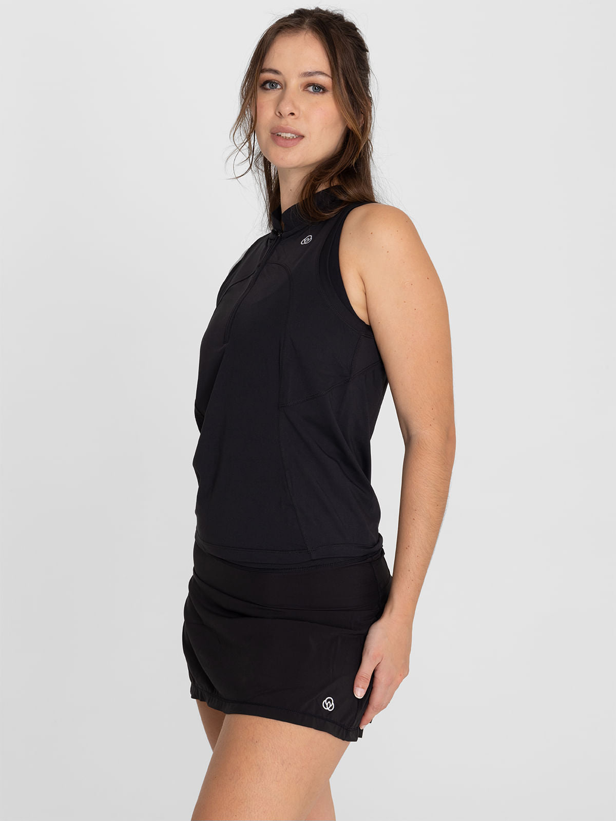Polera Mujer Tank Half Zipper Negra Bsoul