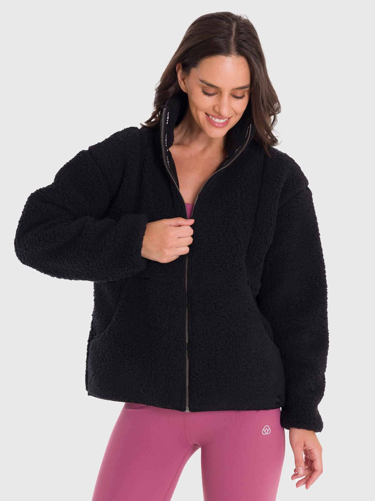 Polar Mujer Full Zip Sherpa Negro Bsoul