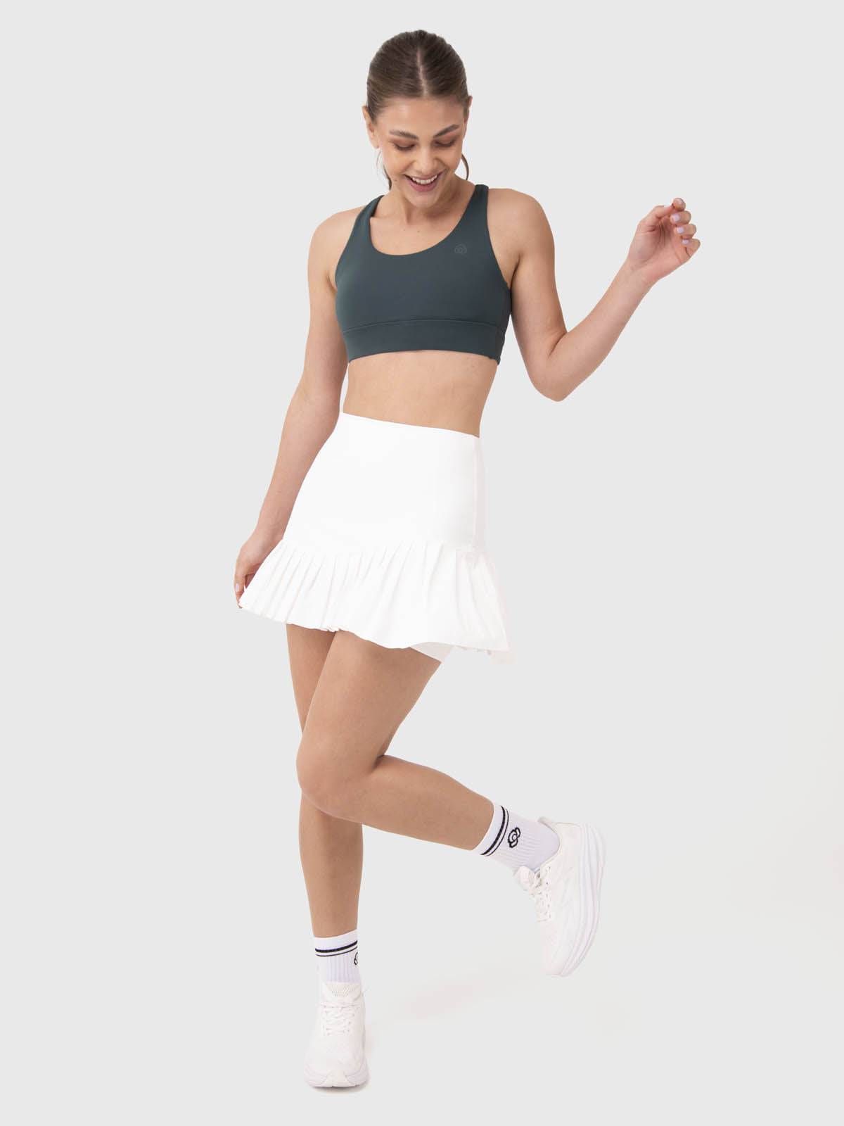 Falda Mujer Plisada Blanca Bsoul