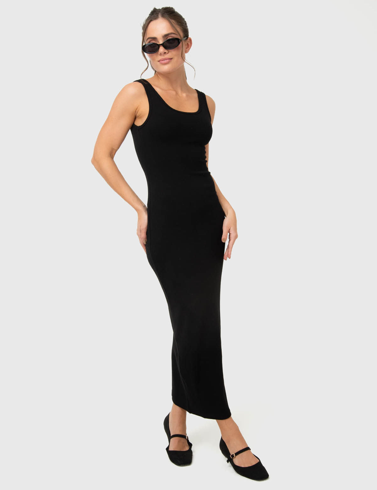 Vestido Mujer Long Cotton Negro Bsoul
