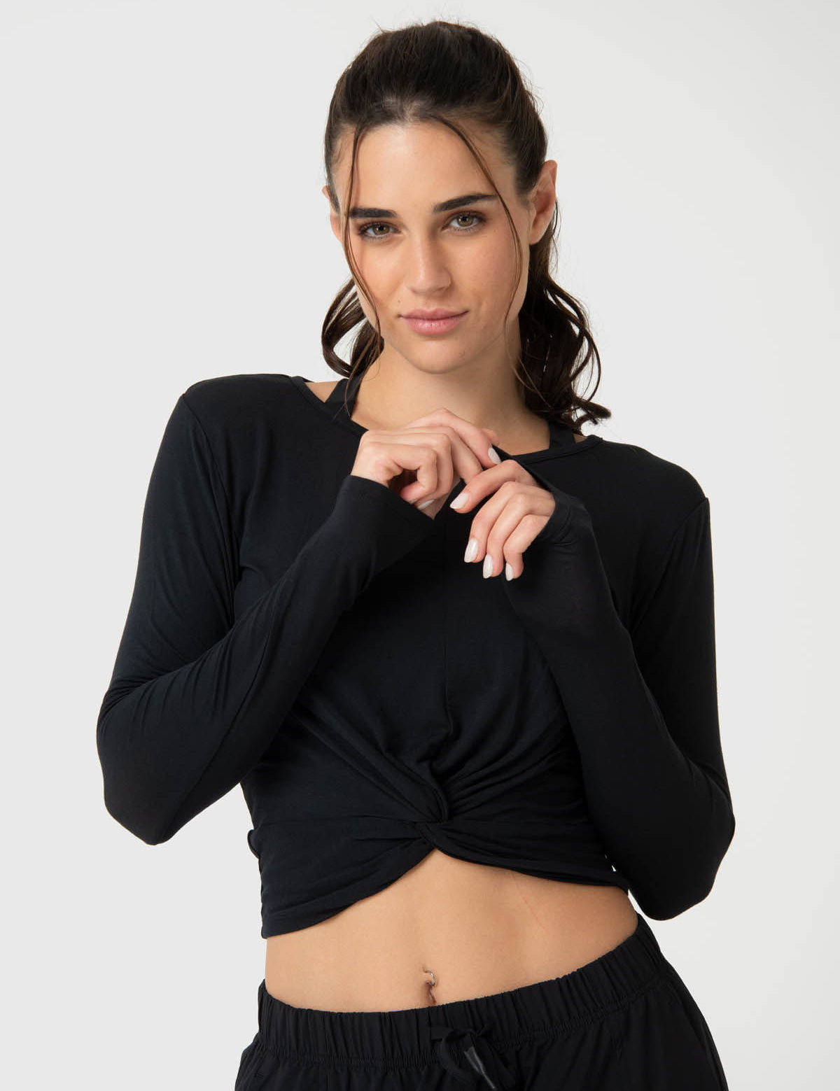 Polera Mujer Modal Aloe Negra Bsoul