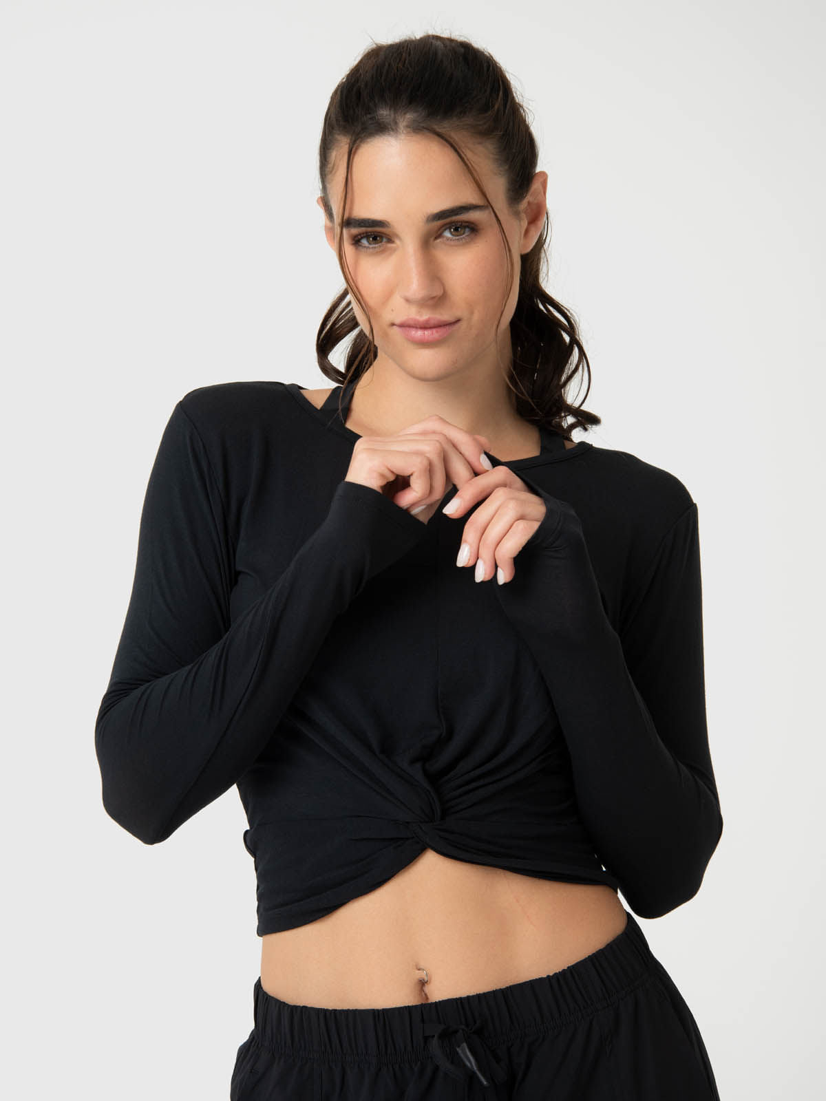 Polera Mujer Modal Aloe Negra Bsoul