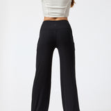 Pantalón Rib Modal Flare Rec Negra Bsoul