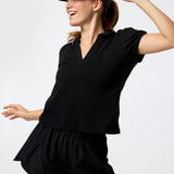 Polera Polo Pique Aloe Negra Bsoul