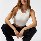 Polera Crop Top Rib Aloe Blanca Bsoul