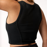 Polera Crop Top Rib Aloe Negra Bsoul
