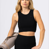 Polera Crop Top Rib Aloe Negra Bsoul