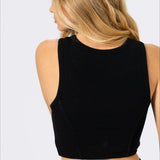 Polera Crop Top Rib Aloe Negra Bsoul
