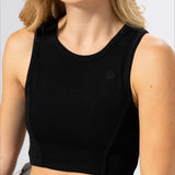 Polera Crop Top Rib Aloe Negra Bsoul