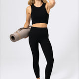 Polera Crop Top Rib Aloe Negra Bsoul