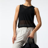 Polera Tank Crop Mesh Rec Negra Bsoul