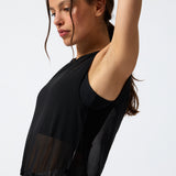 Polera Tank Crop Mesh Rec Negra Bsoul