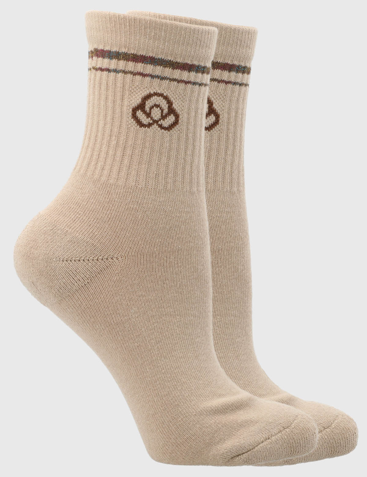 Calcetin Mujer 2 Pack Quarter Lurex Café Claro Bsoul