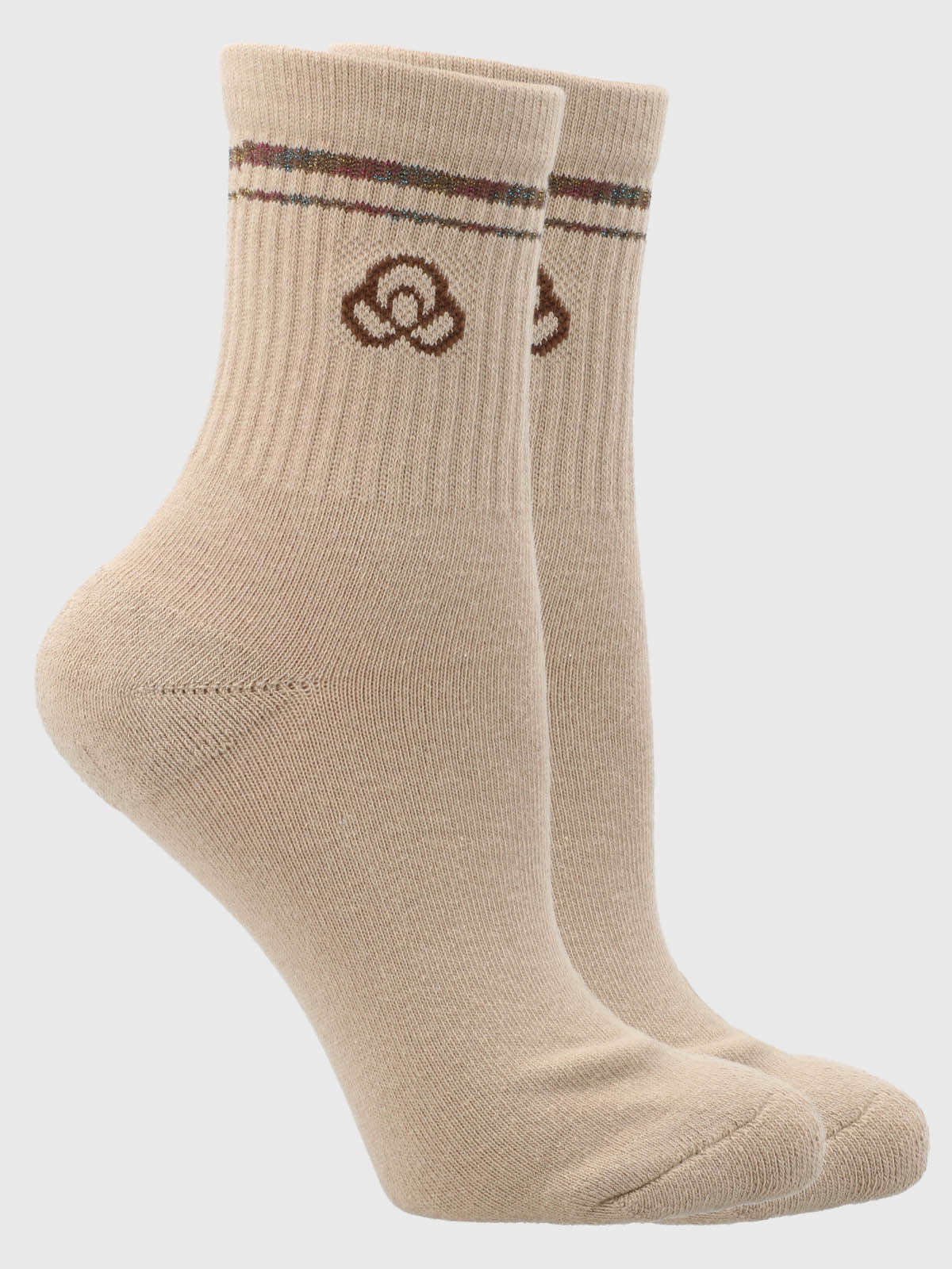 Calcetin Mujer 2 Pack Quarter Lurex Café Claro Bsoul