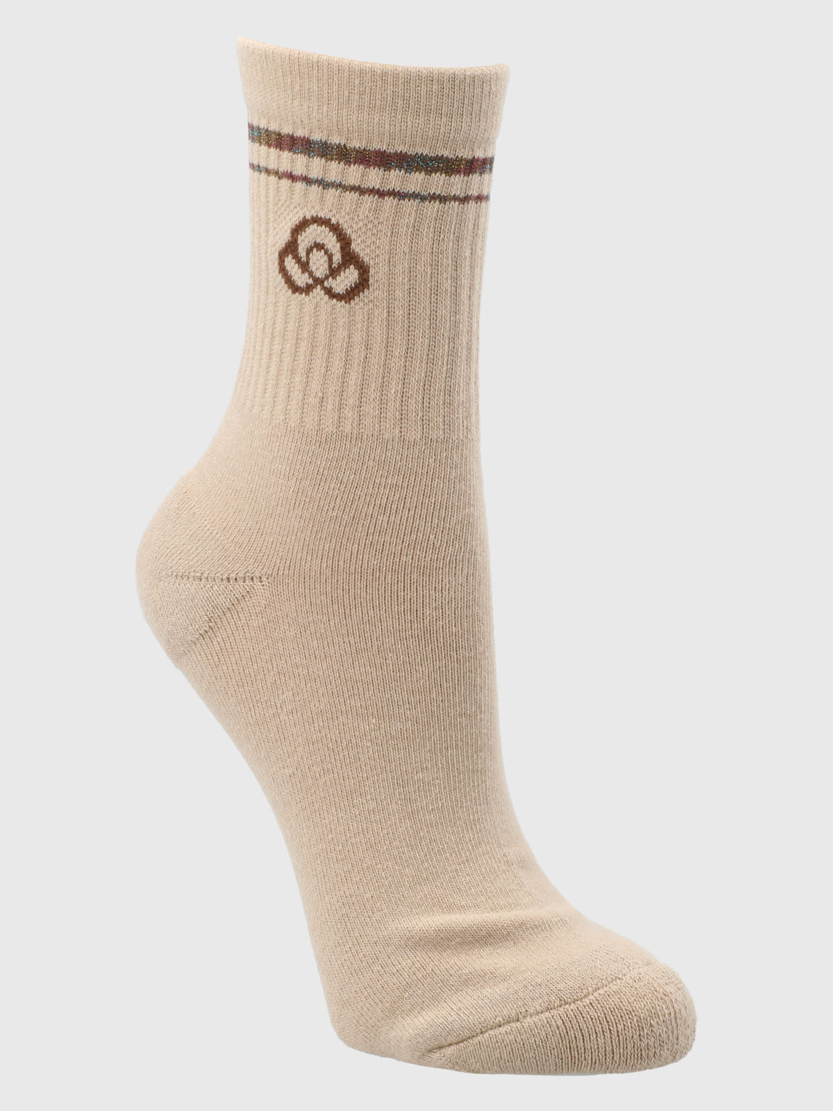 Calcetin Mujer 2 Pack Quarter Lurex Café Claro Bsoul