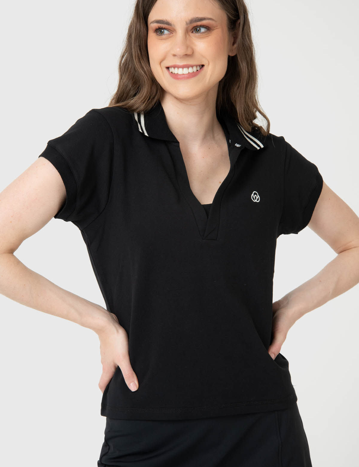 Polera Mujer Heritage Polo Aloe Negro Bsoul