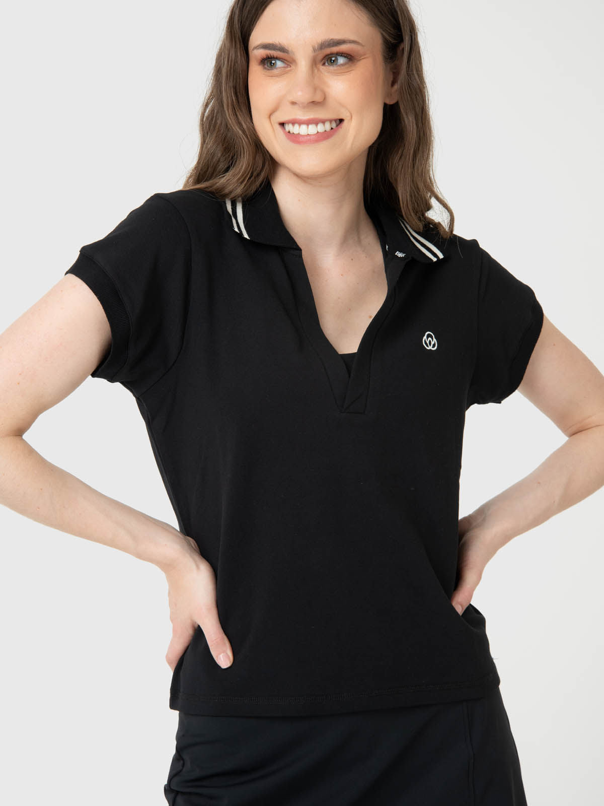 Polera Mujer Heritage Polo Aloe Negro Bsoul