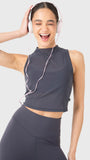 Polera Mujer Crop Mesh-Back Acero Bsoul