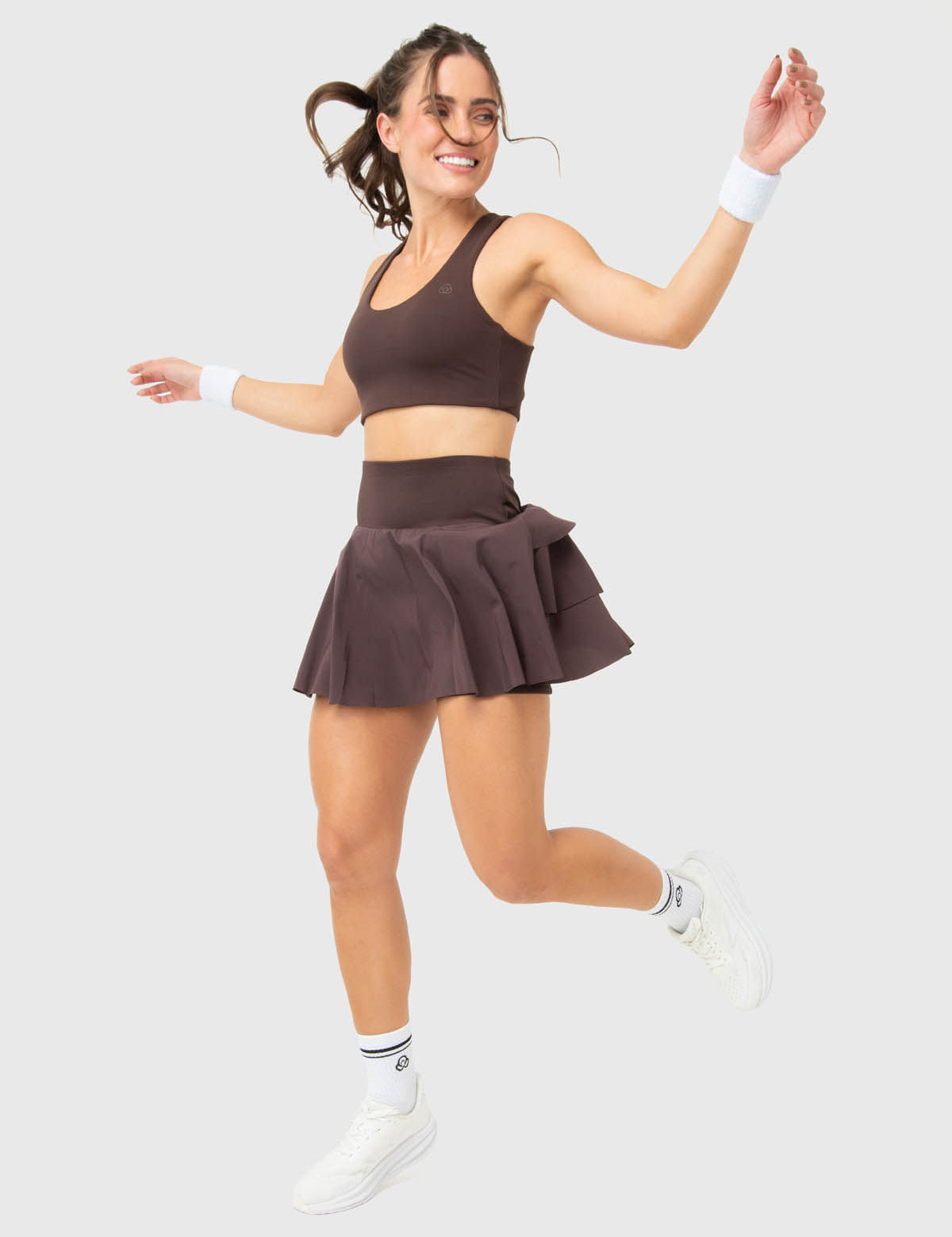 Falda Mujer Woven Pleated Café Bsoul