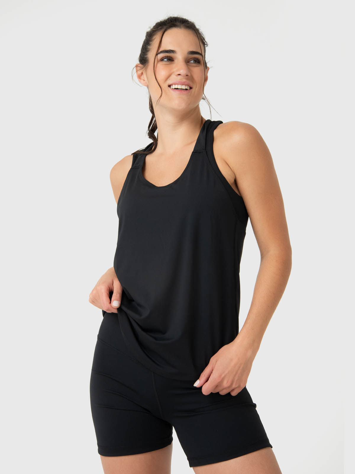 Polera Mujer Training Tank Aloe Negra Bsoul