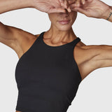 Conjunto Mujer Crop Flared Aloe Negro Bsoul