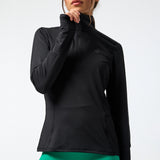 Polerón Mujer LS Half Zip Negro Bsoul