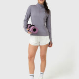Polerón Mujer LS Half Zip Gris Bsoul