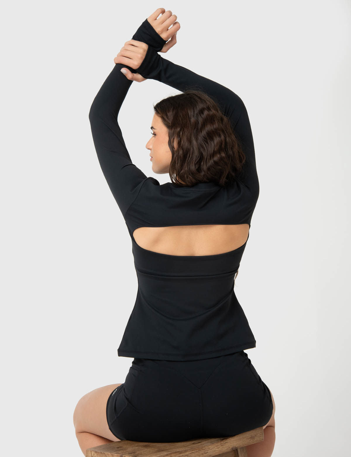 Polera Mujer Open Back Negra Bsoul