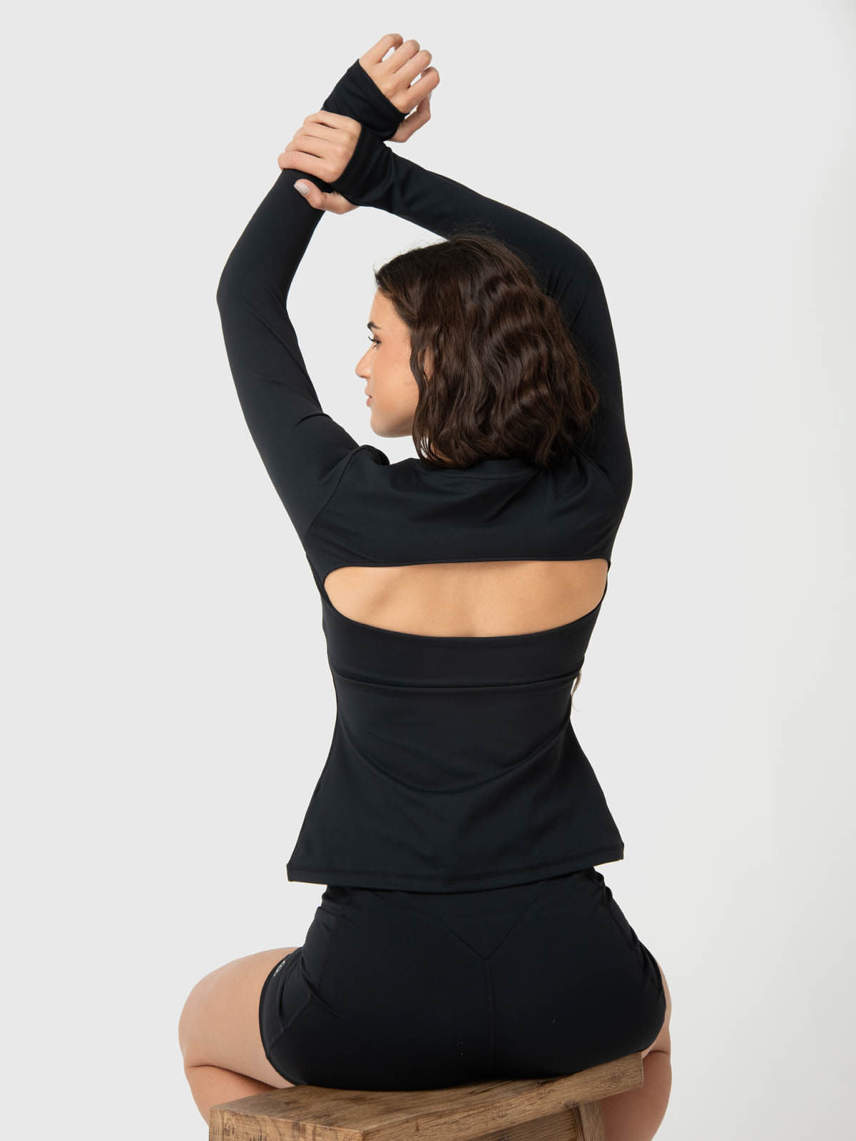 Polera Mujer Open Back Negra Bsoul