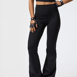 Calza Open Hem Flare Aloe Negra Bsoul