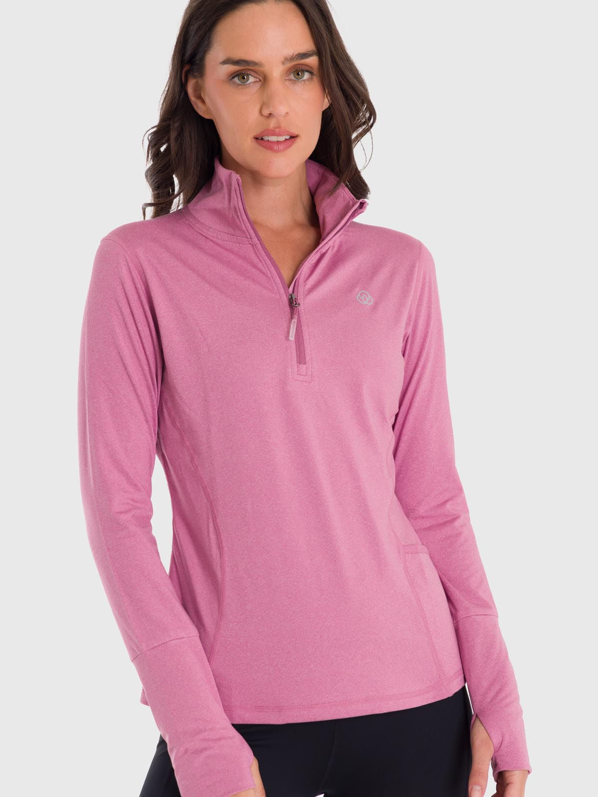 Polerón Mujer Half Zip Rosado Bsoul