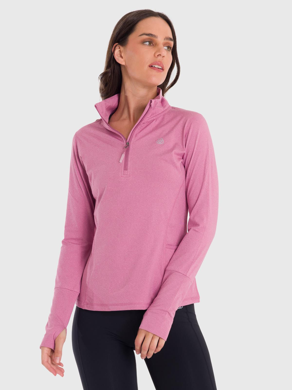 Polerón Mujer Half Zip Rosado Bsoul